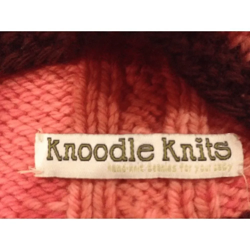 Knoodle Knits Crochet Hand Knit Beanie Baby Newborn Hat Pink Brown One Size